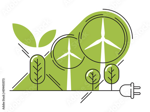 Wind energy concept - Abstract green geometric decoration