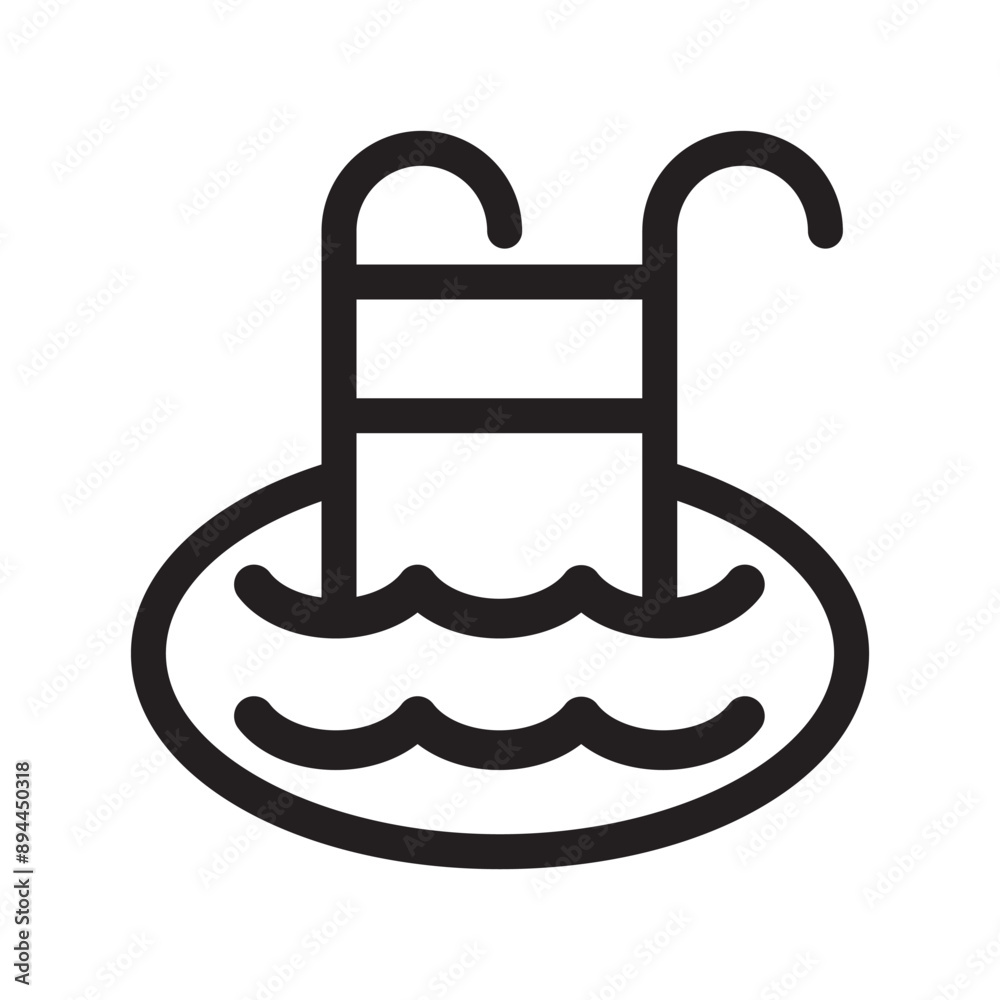 Swimming pool icon in thin line style. Vector illustration graphic design Swimming pool icon in thin line style. Vector illustration graphic design
