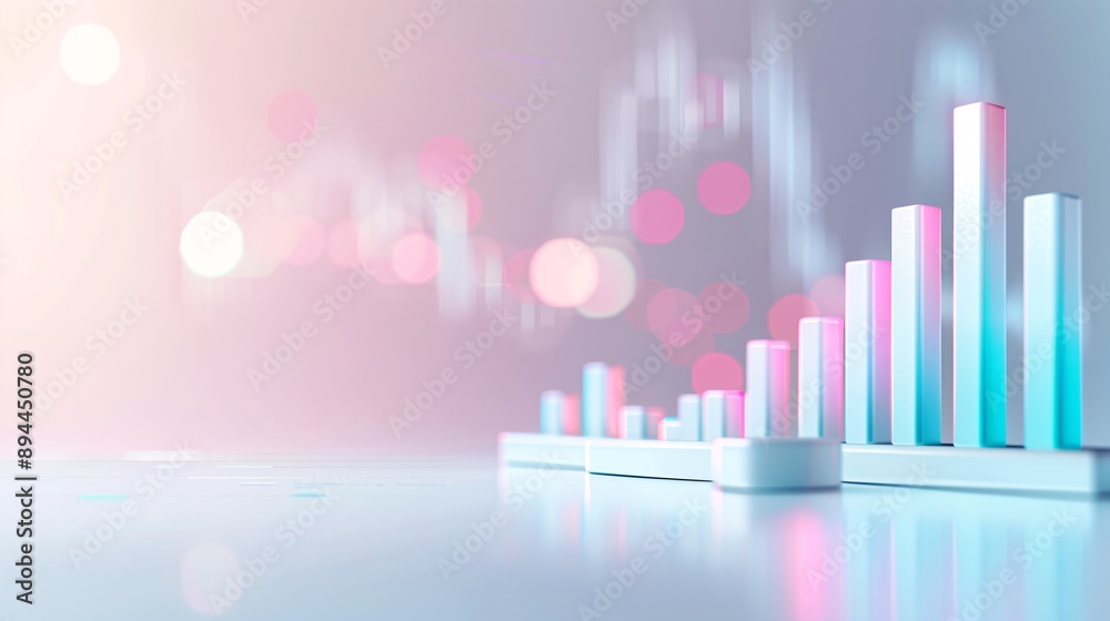 Fototapeta premium Soft pastel gradient background with effective SEO graphs, representing successful campaigns