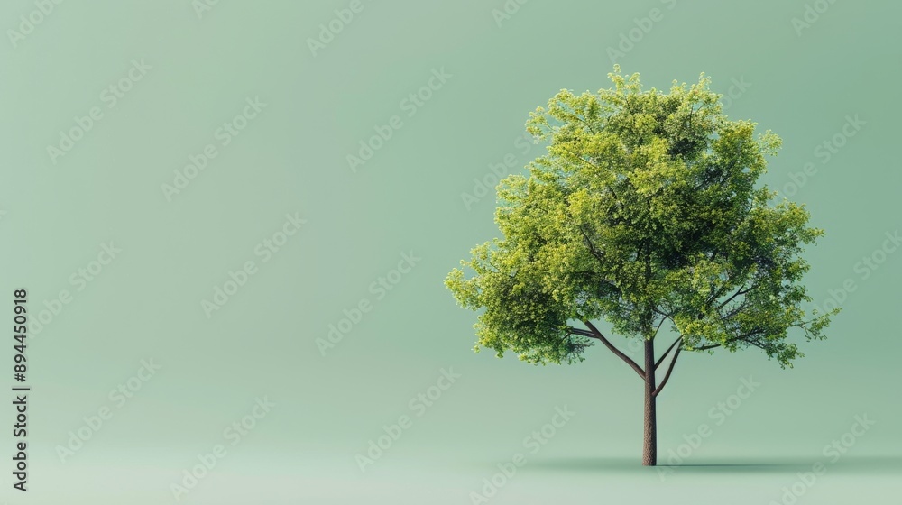 A Tree against Green Background with Copy Space A Tree against Green Background with Copy Space