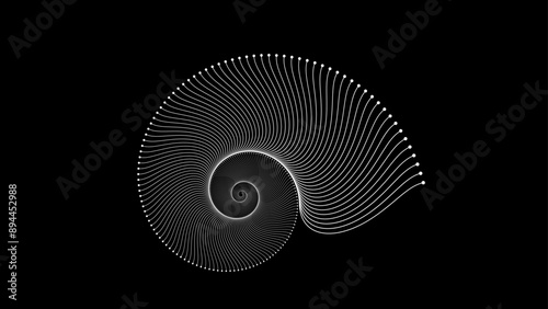 Spiral sound wave. Abstract dynamic wave circle line pattern. Black and white vector background. Equalizer icon