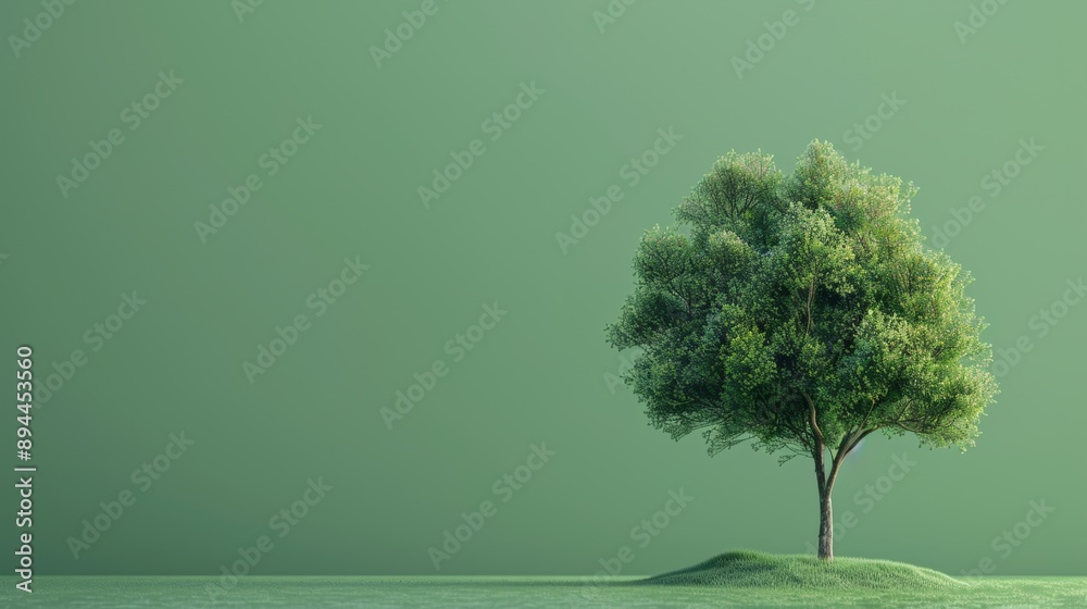 A Tree against Green Background with Copy Space A Tree against Green Background with Copy Space