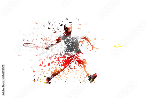 Tennis player, abstract isolated vector illustration, distortion effect