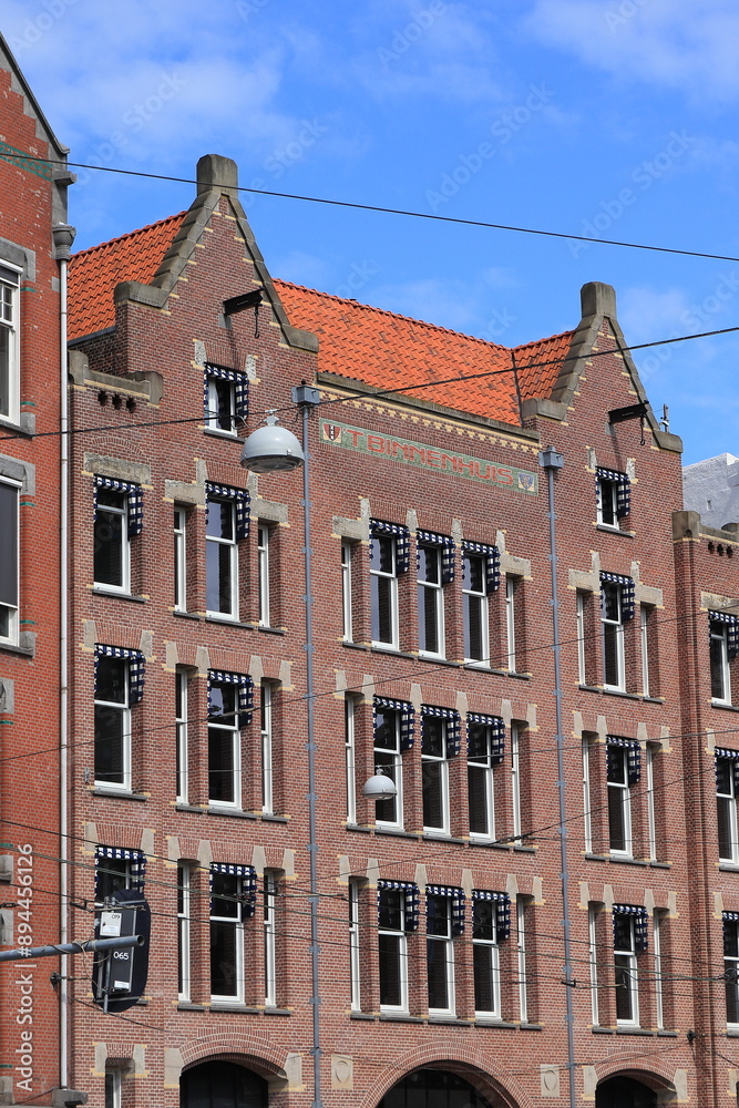 Fototapeta premium Amsterdam Raadhuisstraat Brick Building Facade, Netherlands