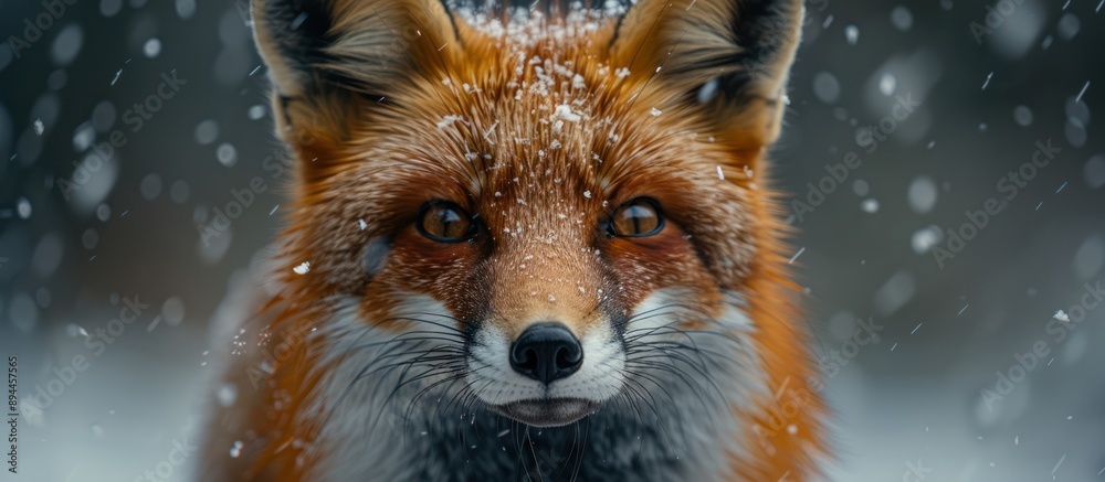 Obraz premium Close-up Portrait of a Red Fox in the Snow