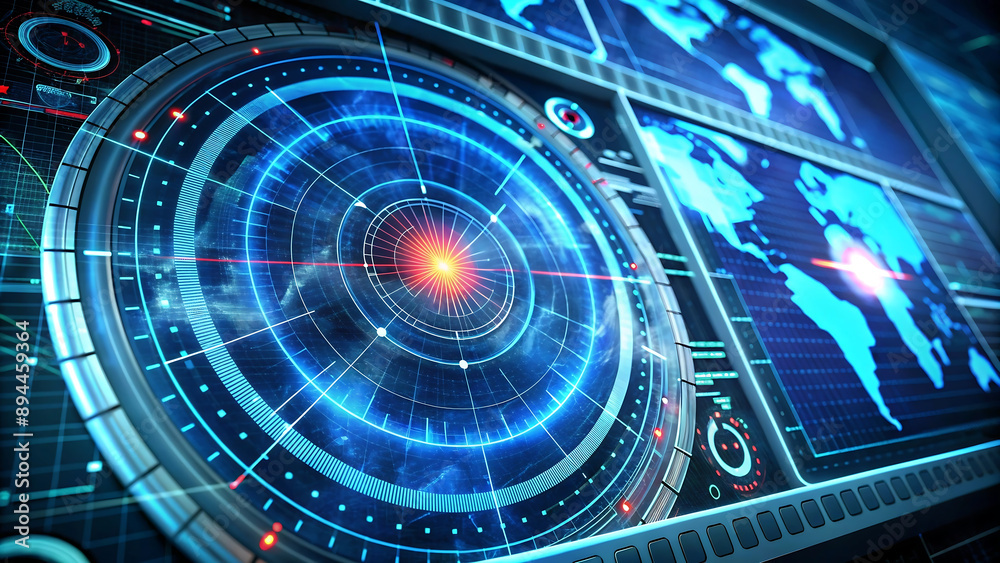 Cyber Threat Detection System with Radar and Holographic Visuals, Ideal for Advanced Security Solutions and IT Monitoring Cyber Threat Detection System with Radar and Holographic Visuals, Ideal for Advanced Security Solutions and IT Monitoring