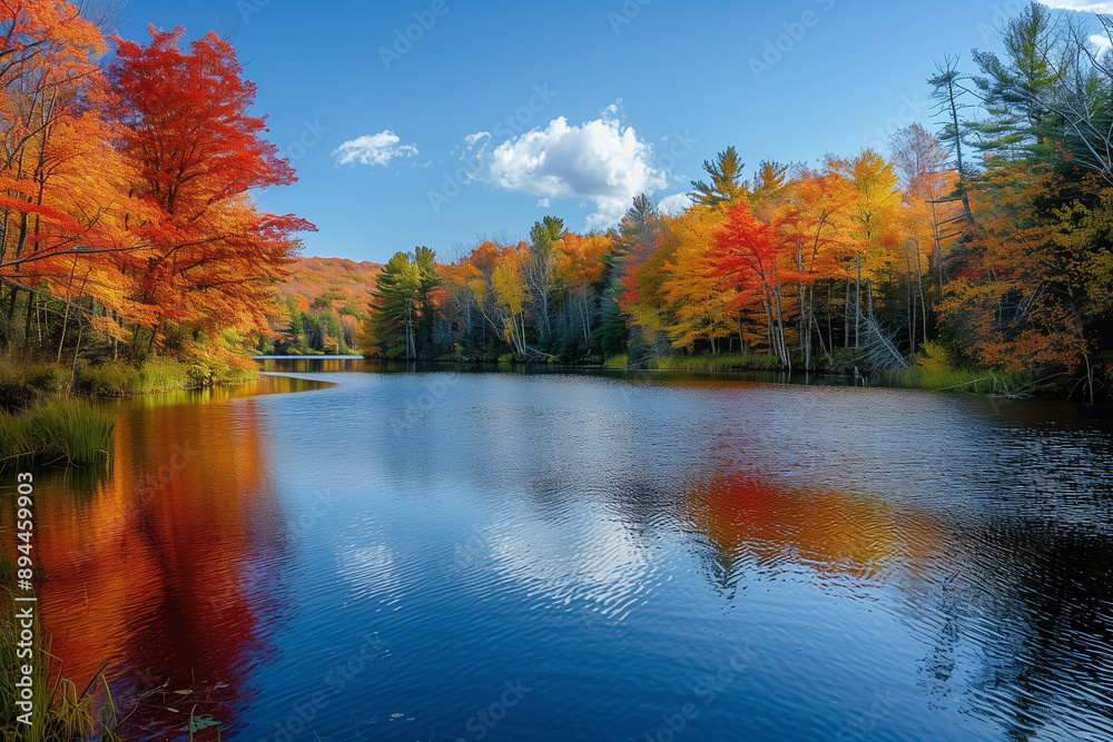 Obraz premium Exploring the scenic beauty of New Englands fall foliage during a September road trip