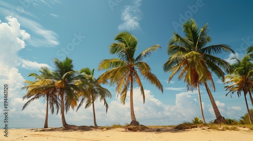 the first sign of life emerges: lush green palm trees standing tall against the backdrop of golden sands