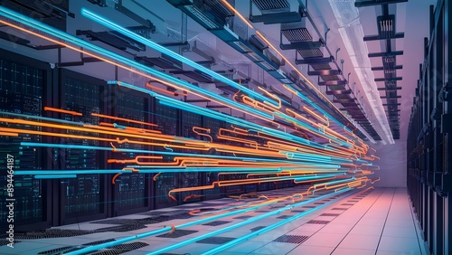 Data flowing in a Data center abstract image