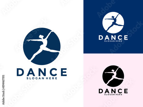 Creative Female Dance art logo icon, Dancer logo design template, dancing woman vector illustration