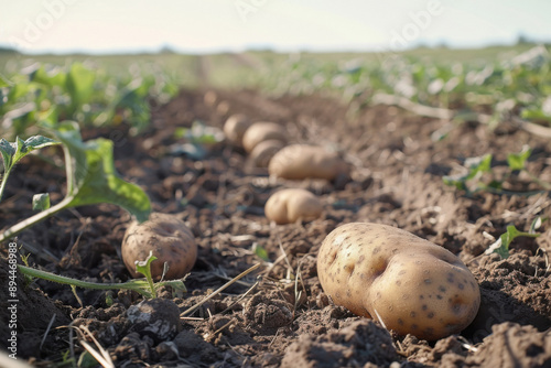 potatoes on the ground in a field