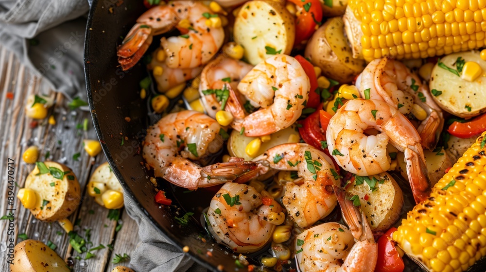 Enjoy a summer seafood boil with shrimp, corn, and potatoes—perfect for gatherings! Enjoy a summer seafood boil with shrimp, corn, and potatoes—perfect for gatherings!