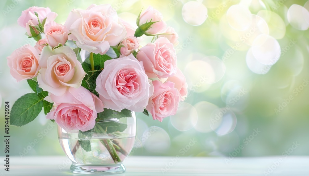Pink flowers in vase on window sill, perfect floral bouquet, summer day, blurred garden background Pink flowers in vase on window sill, perfect floral bouquet, summer day, blurred garden background