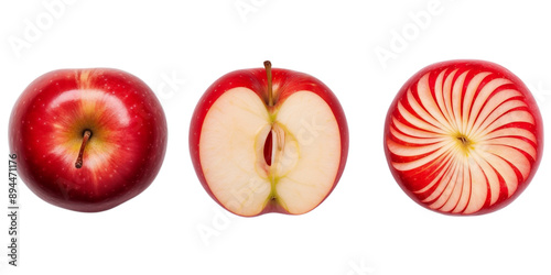 a half of red apple top view isolated on white background