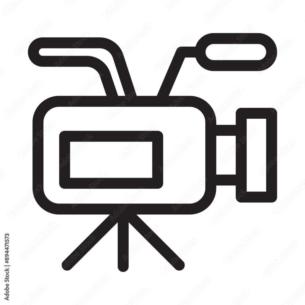 Video camera icon in thin line style. Vector illustration graphic design Video camera icon in thin line style. Vector illustration graphic design