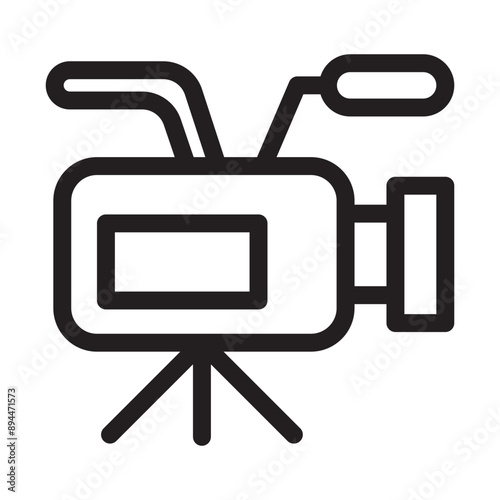 Video camera icon in thin line style. Vector illustration graphic design