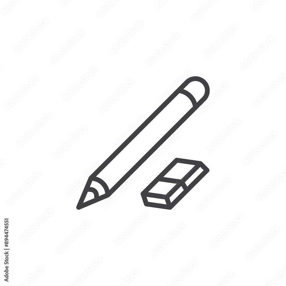 Obraz premium Pencil and Eraser line icon