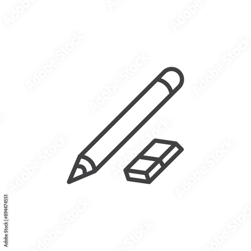 Pencil and Eraser line icon