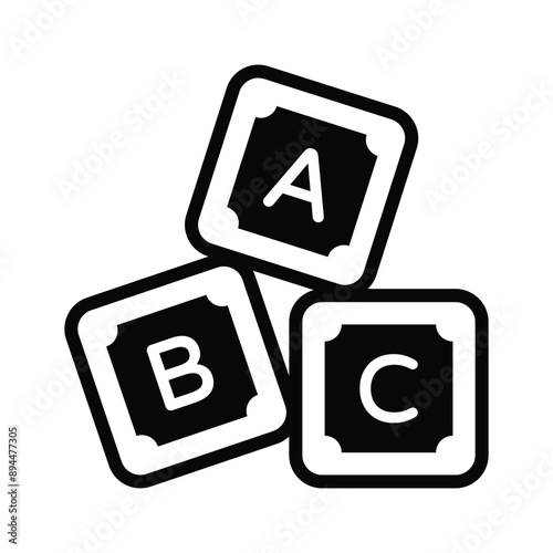 Abc blocks, alphabet blocks icon design in editable style