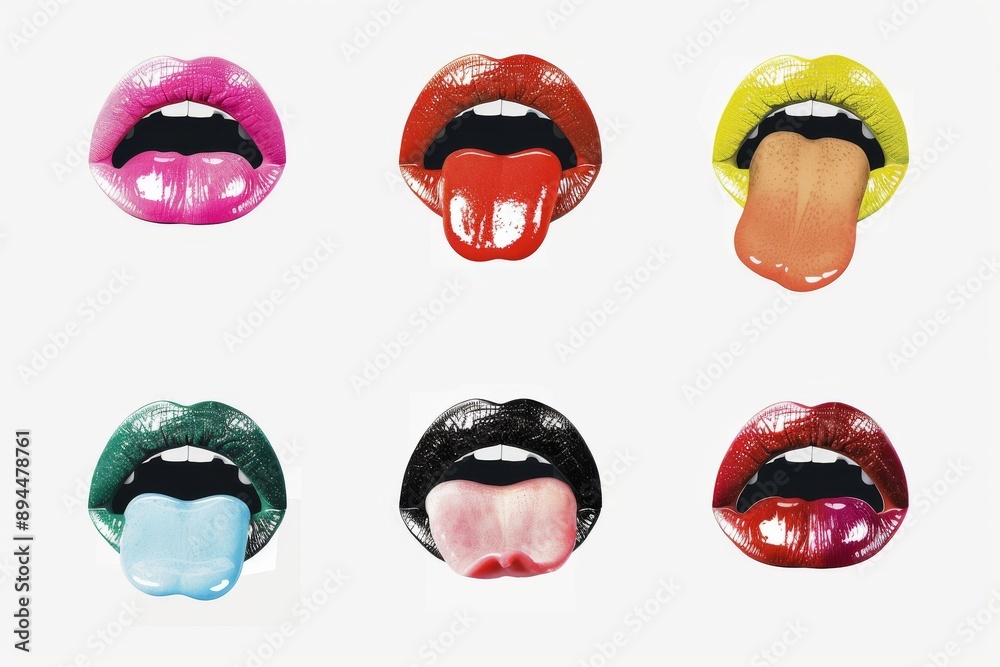 Fototapeta premium Close-up of an open mouth with a tongue sticking out. Suitable for dental or oral health concepts. Beautiful simple AI generated image in 4K, unique.