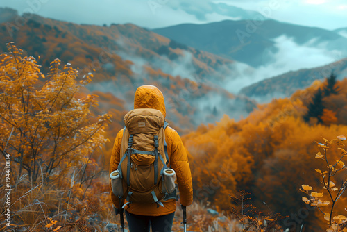 Hiking through picturesque autumn scenery