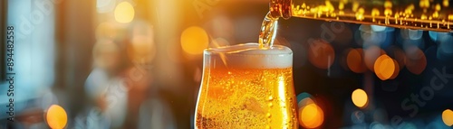 Wallpaper Mural Captivating Slow Motion Pour of Golden Beer into Glass with Frothy Head Torontodigital.ca