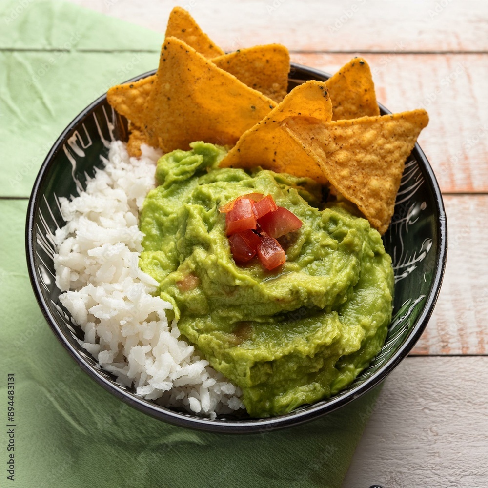 nachos with guacamole, AI generated nachos with guacamole, AI generated