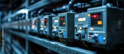 Wallpaper Mural Close-Up of Industrial Control Panels in a Data Center Torontodigital.ca