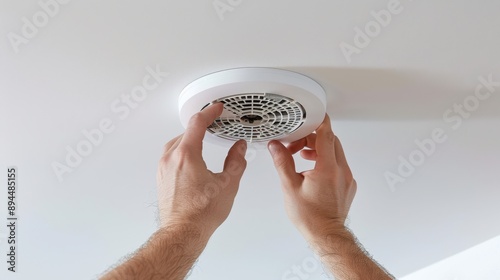 The smoke detector installation photo