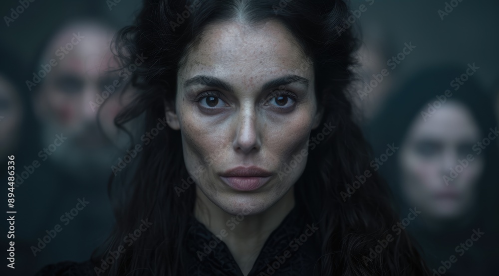 Intense gaze of a mysterious woman