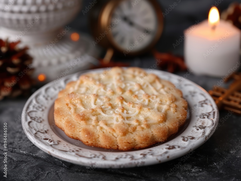 Delicious homemade cookie on a decorative plate Delicious homemade cookie on a decorative plate