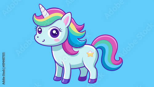 Cute Cartoon Unicorn Vector Illustration