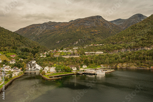 Wallpaper Mural View of the village of hellesylt at the bottom of the Sunnylvs fjord. Norway. Torontodigital.ca
