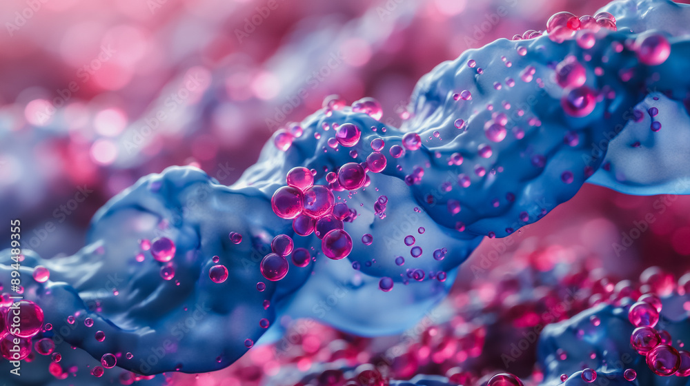 Scientific 3D model of collagen's triple-helical structure, emphasizing amino acids and its importance for tissue repair and skin elasticity in health and beauty research. Scientific 3D model of collagen's triple-helical structure, emphasizing amino acids and its importance for tissue repair and skin elasticity in health and beauty research.