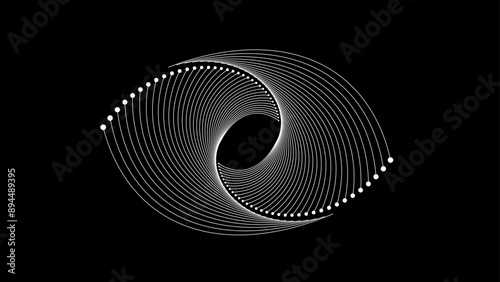 Yin yang symbol of peace. Spiral sound wave. Abstract vector background with dynamic geometric lines pattern.