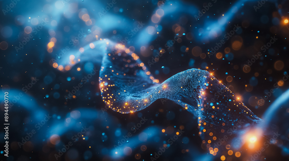 Abstract blue 3D background with DNA gene structures, showcasing genetic science, biotechnology, and medicine concepts in a futuristic digital setting. Abstract blue 3D background with DNA gene structures, showcasing genetic science, biotechnology, and medicine concepts in a futuristic digital setting.