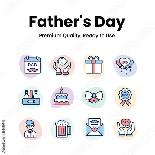 Take a look at fathers day icons set in modern style