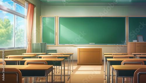 empty chalkboard in classroom