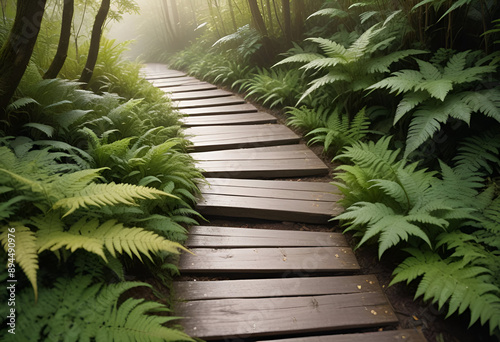 a wooden path, zen feeling, colours grey and touch of gold