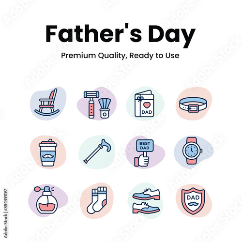 Grab this amazing fathers day icons pack in editable style