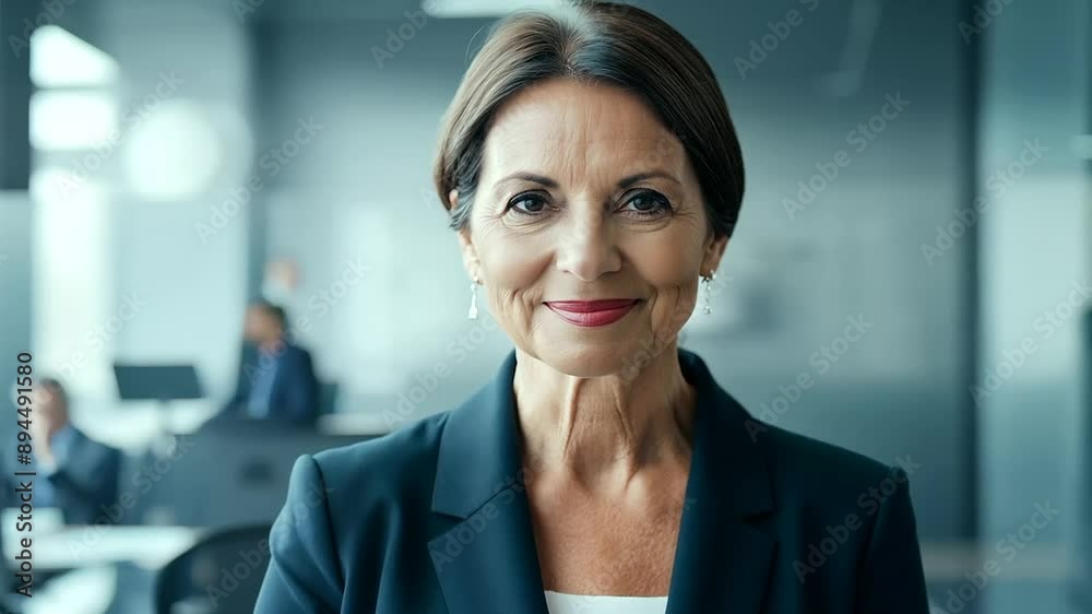 Confident senior businesswoman making eye contact with blank space for text. Confident senior businesswoman making eye contact with blank space for text.