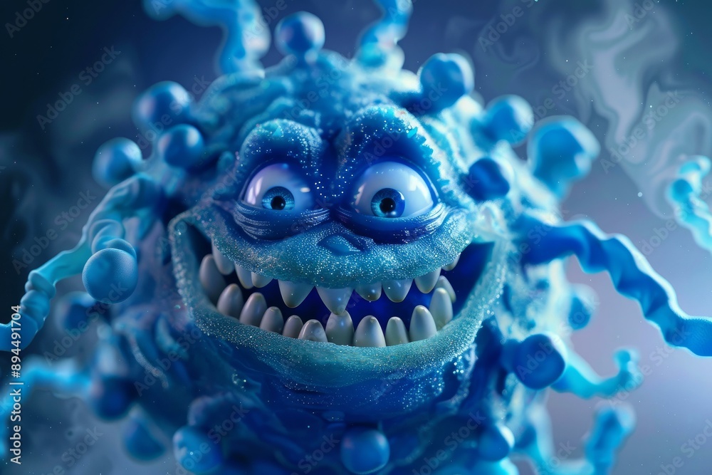 3drendered image portraying an animated virus character with a playful facial expression 3drendered image portraying an animated virus character with a playful facial expression