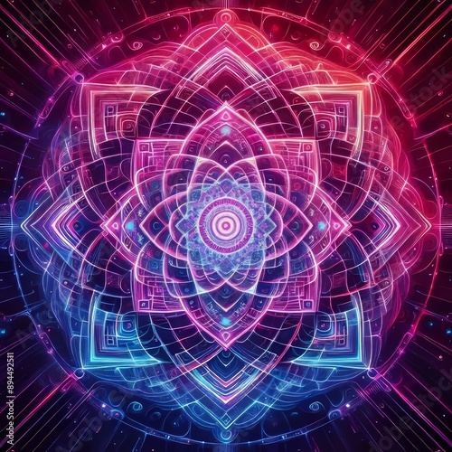 159 56. Neon fractal holographic illustration_ A holographic des