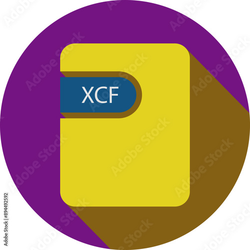 XCF  File icon black shadow with rounded corners in circular shape photo