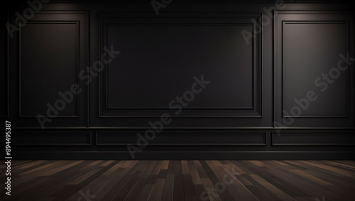 modern luxury black wall wood molding panels room background