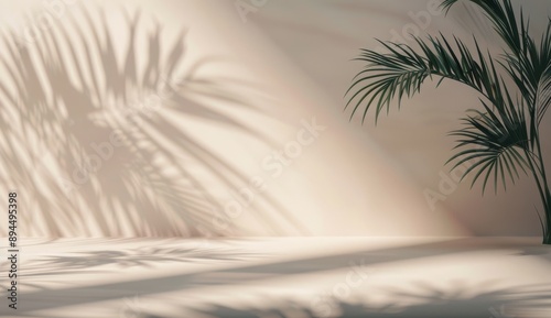 Palm Plant Shadow on Pink Wall