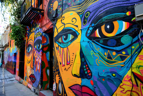 Vibrant street art mural in an urban setting.


 photo