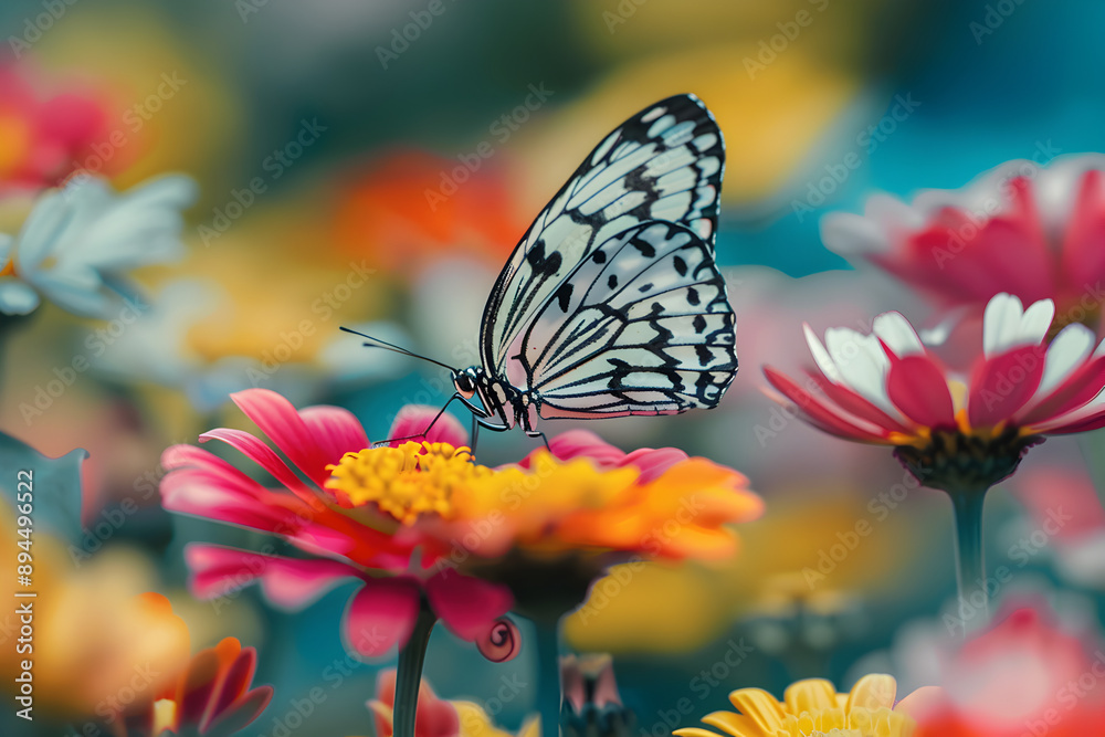 High-resolution macro shot of a butterfly on a colorful flower.
High-resolution macro shot of a butterfly on a colorful flower.
