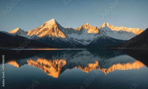 Wallpaper Mural Mountain range reflecting in a still lake at sunset Torontodigital.ca