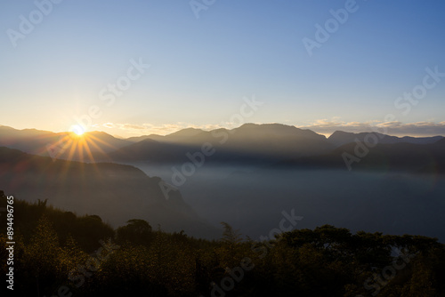 Sunrise over the Alishan in Taiwan photo